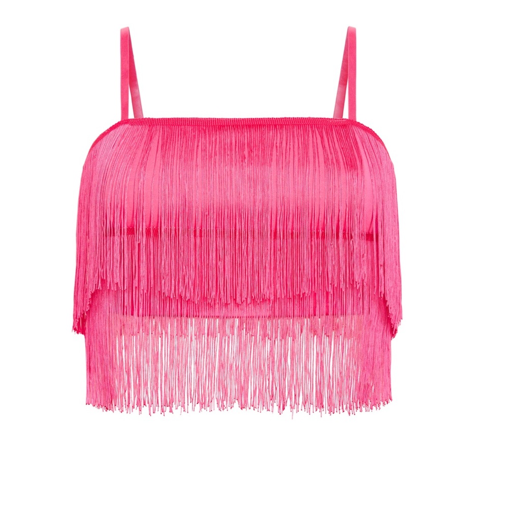 Pink Fringe Crop Top